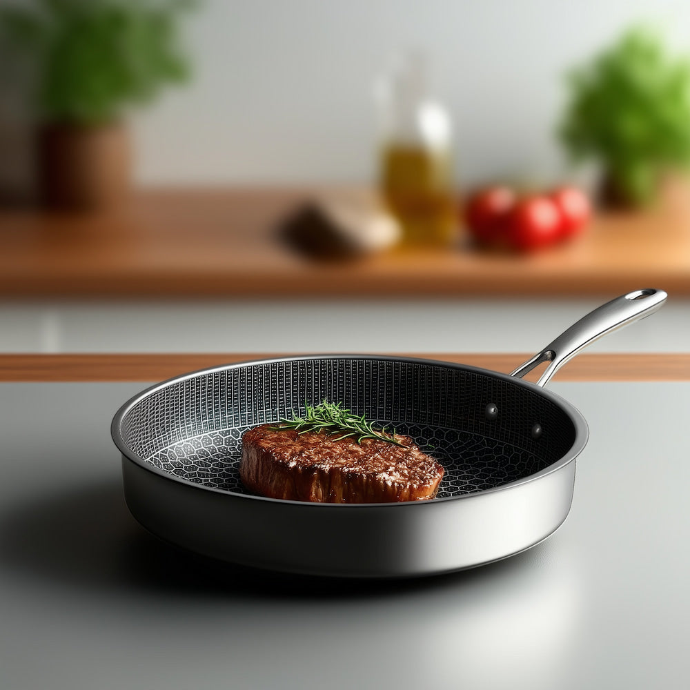 Sartén Antiadherente Honeycomb de Acero Inoxidable – Sartén de 3 Capas para Inducción y Todas las Cocinas