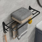 Soporte de toalla plegable con ganchos – Ahorra espacio y versátil | Ideal para baño y cocina