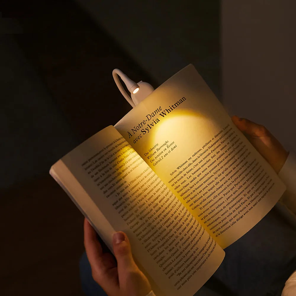 Lámpara de lectura LED flexible con clip y posibilidad de carga USB luz cálida compacta