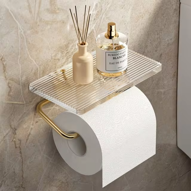 Carvallo Luxe – Elegante Soporte de Papel Higiénico con Práctica Estantería
