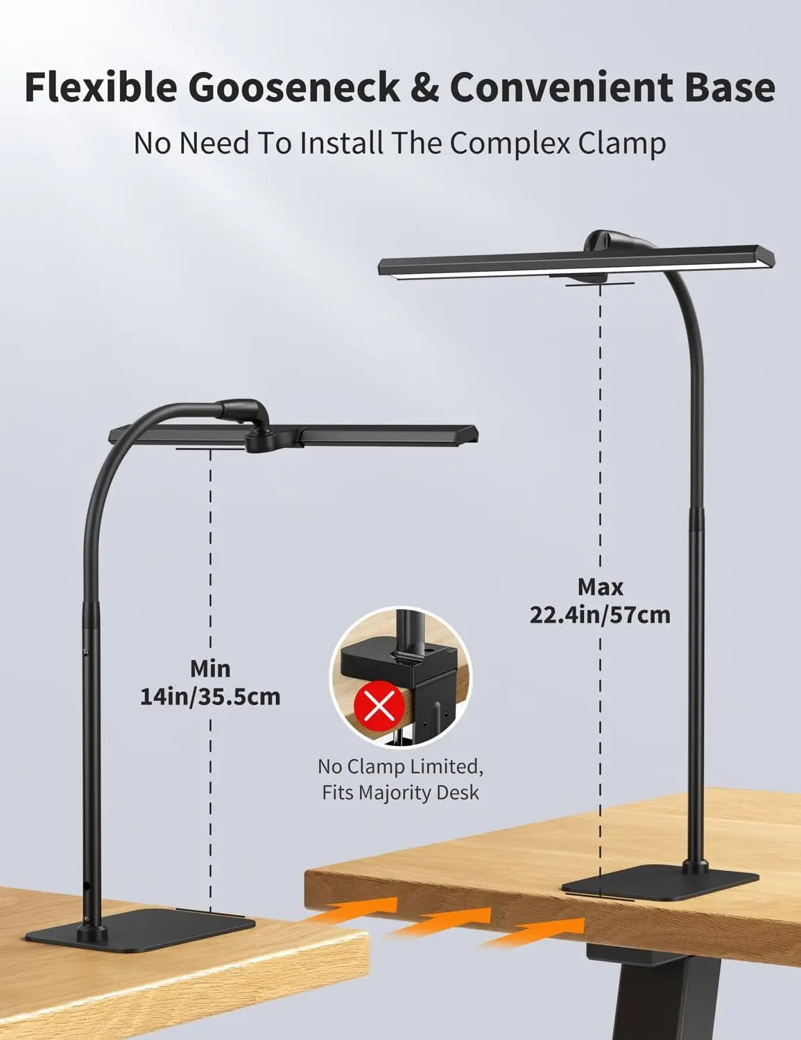 Lámpara de Escritorio LED Moderna con Cuello de Ganso Flexible y Brillo Regulable