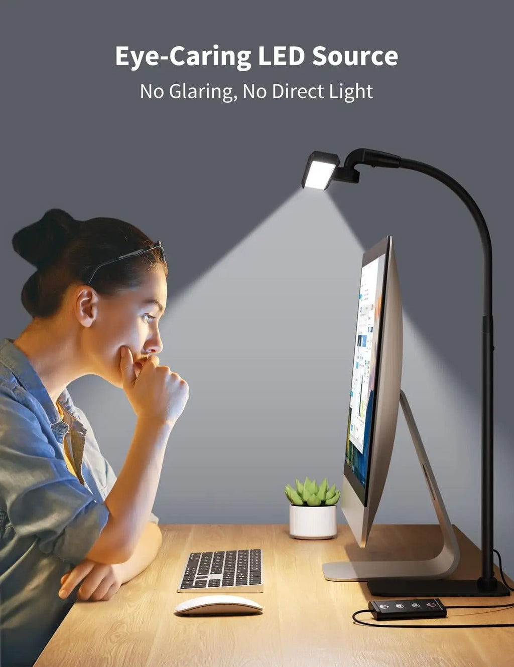 Lámpara de Escritorio LED Moderna con Cuello de Ganso Flexible y Brillo Regulable