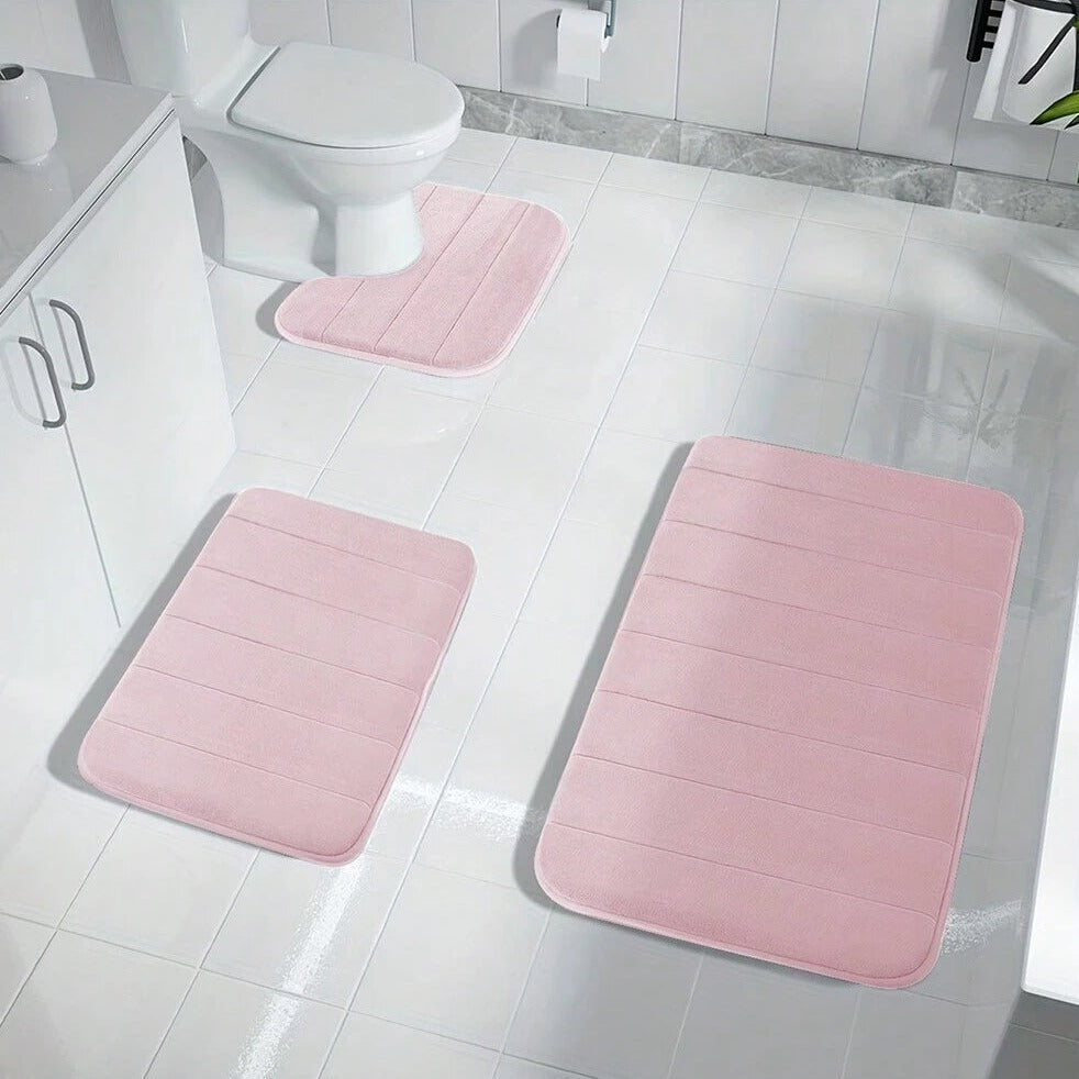 Alfombra de baño antideslizante de espuma viscoelástica - juego de 3 piezas