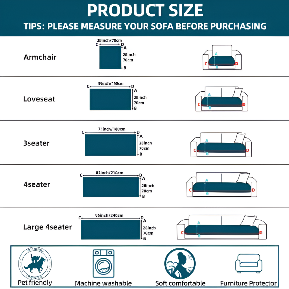 Protector de Sofá para Mascotas Antideslizante Lavable 70x150-240cm