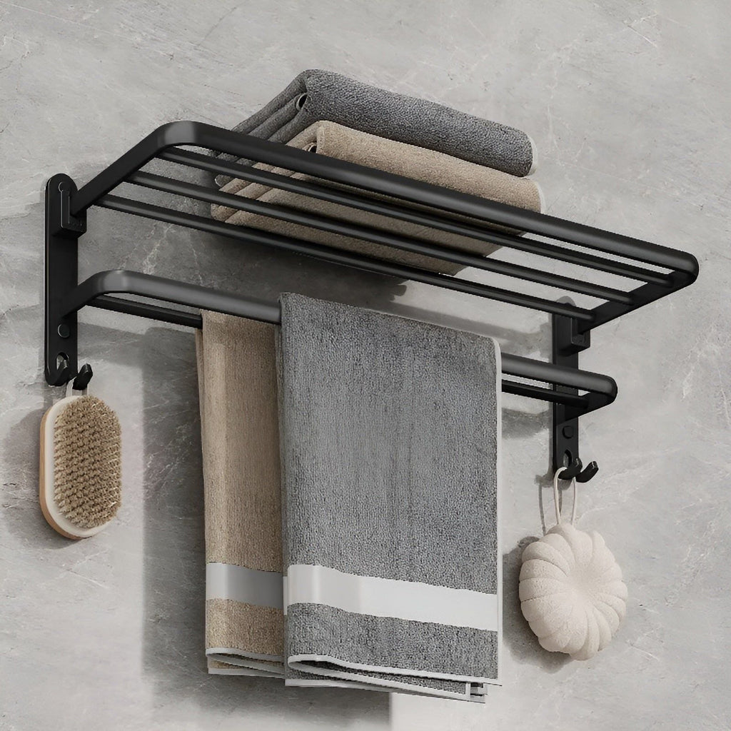 Soporte de toalla plegable con ganchos – Ahorra espacio y versátil | Ideal para baño y cocina