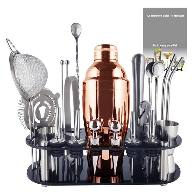 Royallure set de coctelera Boston de acero inoxidable de 22 piezas — Juego completo de herramientas de bar