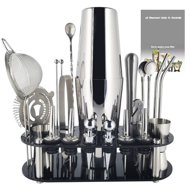 Royallure set de coctelera Boston de acero inoxidable de 22 piezas — Juego completo de herramientas de bar