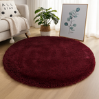 Alfombra Redonda Mezcla de Seda y Lana Tonos Neutros Hecha a Mano Alfombra de Lujo para Decoración de Sala de Estar y Dormitorio