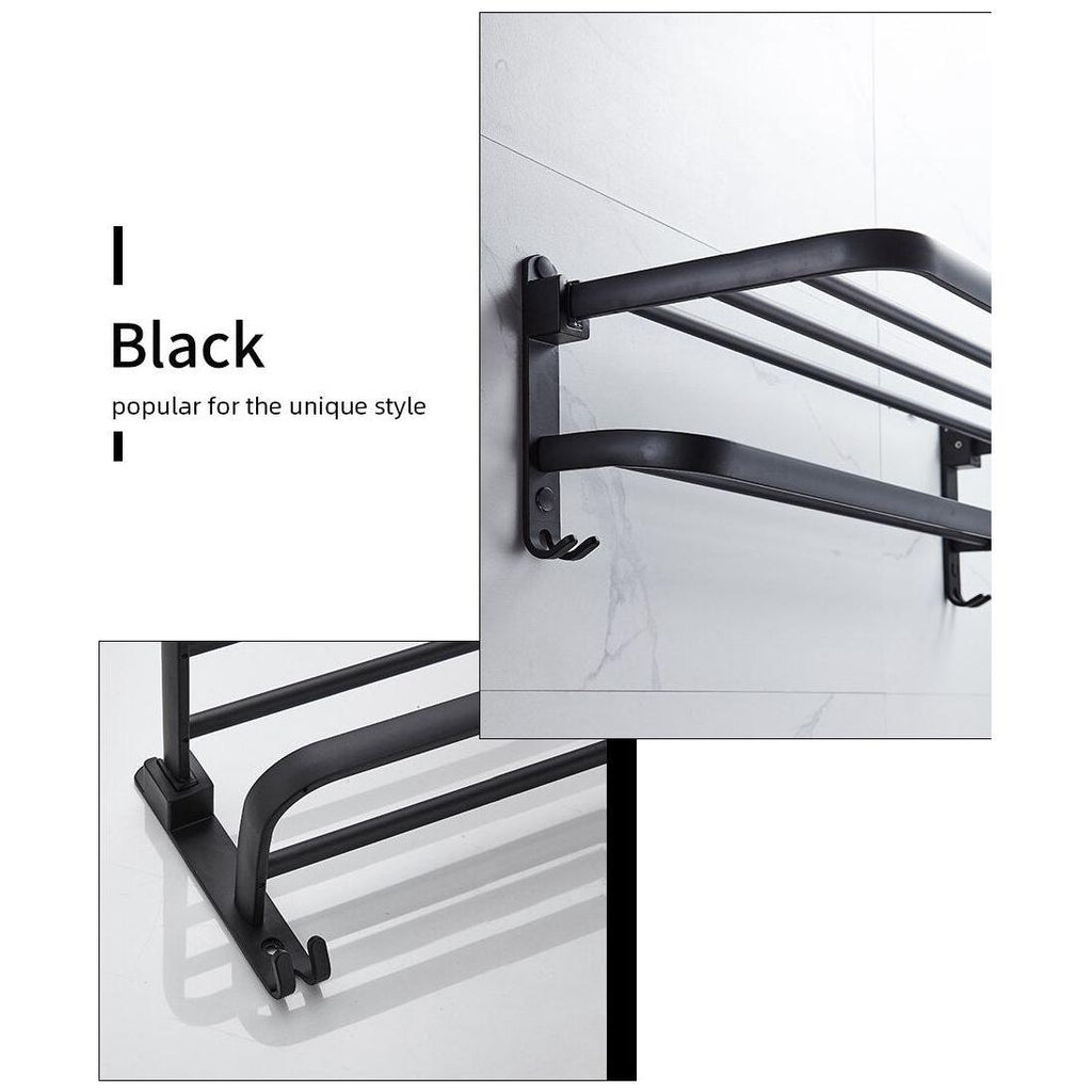 Soporte de toalla plegable con ganchos – Ahorra espacio y versátil | Ideal para baño y cocina