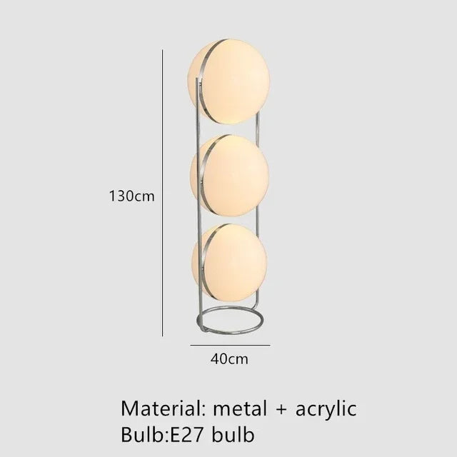 Lámpara de Pie Bola Blanca Acrílica Cromo Metal Diseño Art Deco E27 LED