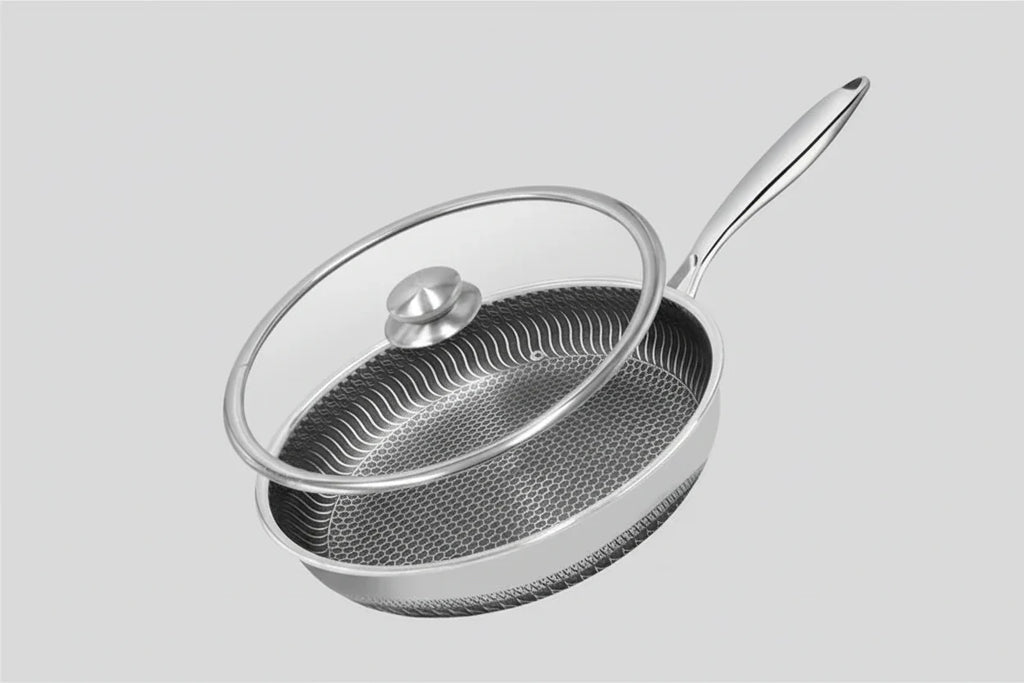 HexClad Sartén de Acero Inoxidable – Sartén Antiadherente de Panal para Inducción y Horno