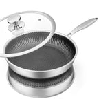 HexClad Sartén de Acero Inoxidable – Sartén Antiadherente de Panal para Inducción y Horno