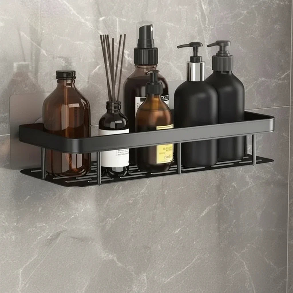 Estante de Baño Autoadhesivo Sin Taladrar ABS Acero Inoxidable Estante de Esquina Ducha Escandinavo Moderno