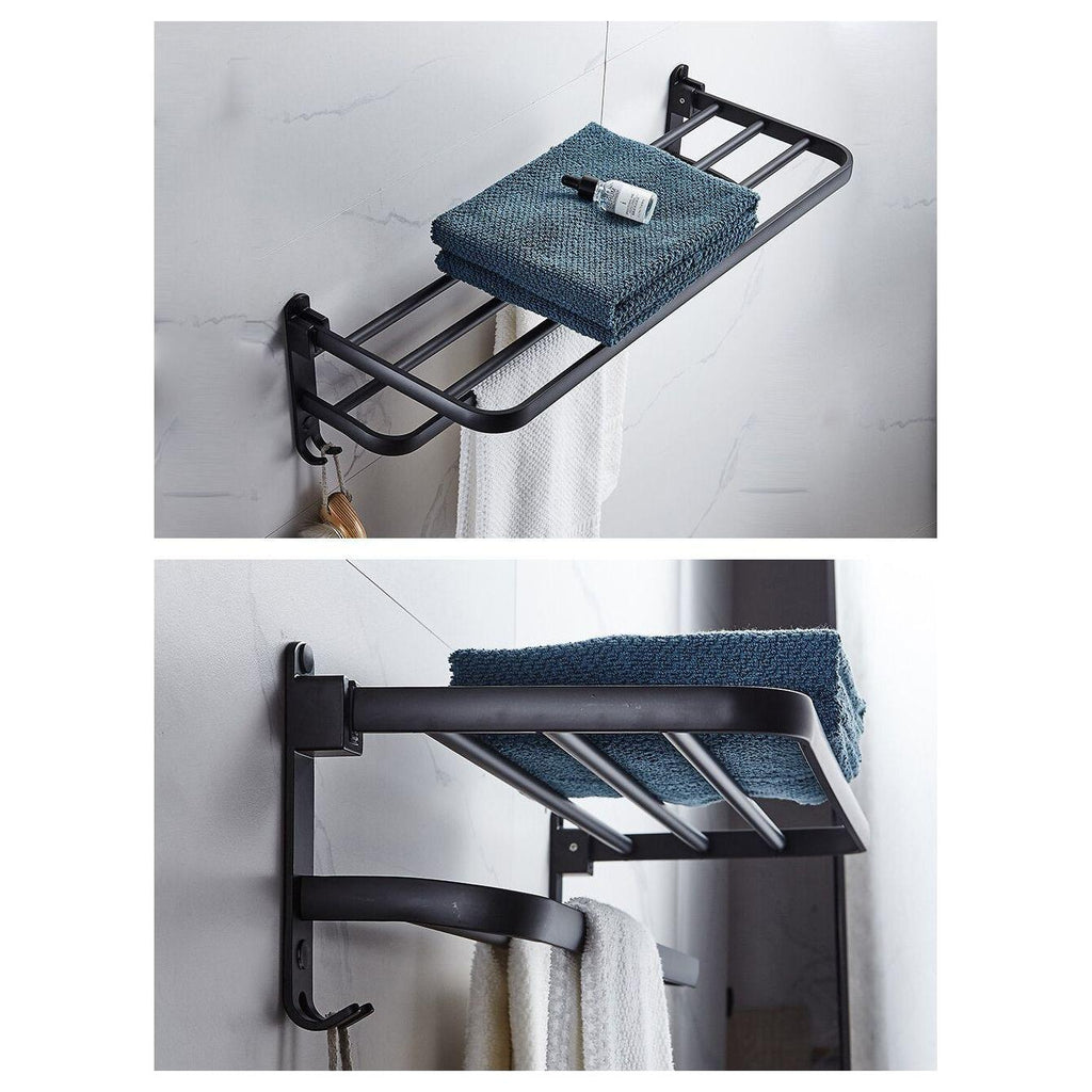 Soporte de toalla plegable con ganchos – Ahorra espacio y versátil | Ideal para baño y cocina
