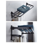 Soporte de toalla plegable con ganchos – Ahorra espacio y versátil | Ideal para baño y cocina
