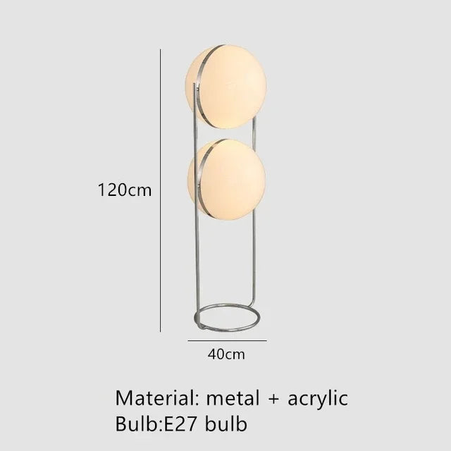 Lámpara de Pie Bola Blanca Acrílica Cromo Metal Diseño Art Deco E27 LED
