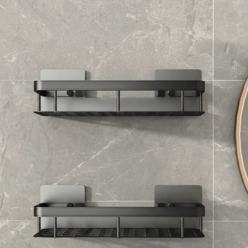Estante de Baño Autoadhesivo Sin Taladrar ABS Acero Inoxidable Estante de Esquina Ducha Escandinavo Moderno