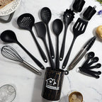 Set de Utensilios de Cocina de Silicona Carvallo Rosa | 18 piezas | Apto para alimentos y Resistente al Calor | Cucharón, Espátula, Cucharas Medidoras y más