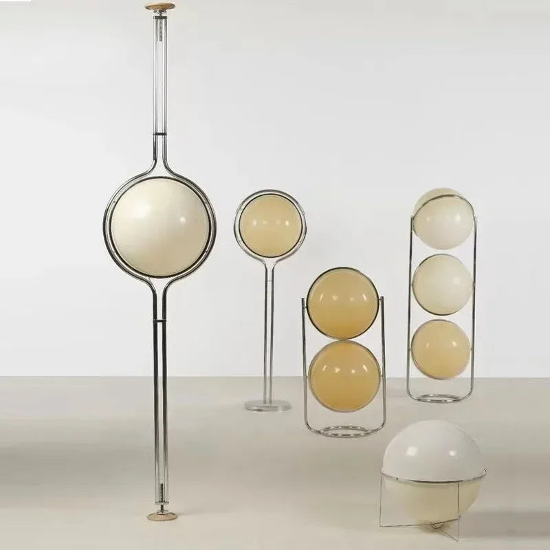 Lámpara de Pie Bola Blanca Acrílica Cromo Metal Diseño Art Deco E27 LED
