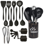 Set de Utensilios de Cocina de Silicona Carvallo Rosa | 18 piezas | Apto para alimentos y Resistente al Calor | Cucharón, Espátula, Cucharas Medidoras y más