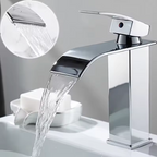 Grifo de Caída para Lavabo de Acero Inoxidable Grifo Mezclador Monomando Diseño Moderno Grifo de Caída 19cm 25cm Cromo