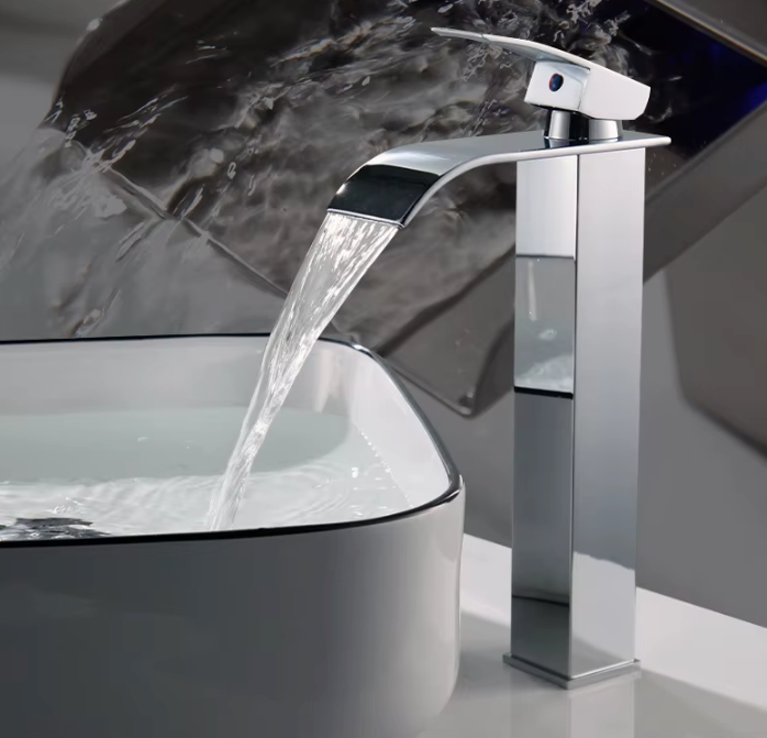 Grifo de Caída para Lavabo de Acero Inoxidable Grifo Mezclador Monomando Diseño Moderno Grifo de Caída 19cm 25cm Cromo