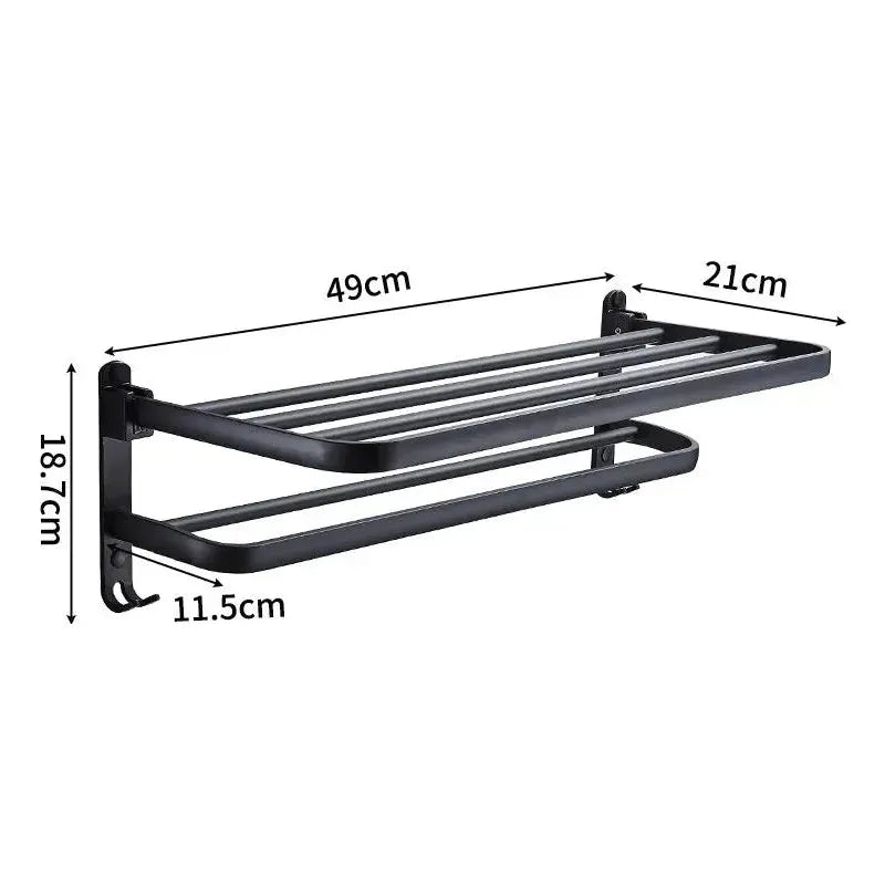 Soporte de toalla plegable con ganchos – Ahorra espacio y versátil | Ideal para baño y cocina