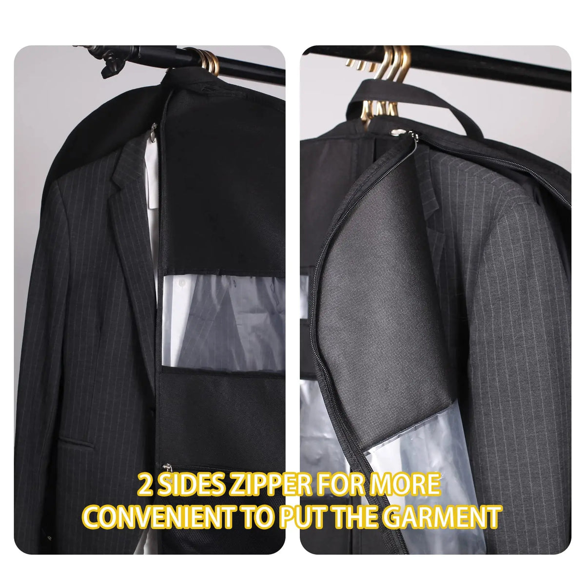 Carvallo bolsa de ropa para viajes | Doble cremallera y bolsillos XXL | Transpirable y Transparente | Organizador de trajes colgante de 43 pulgadas