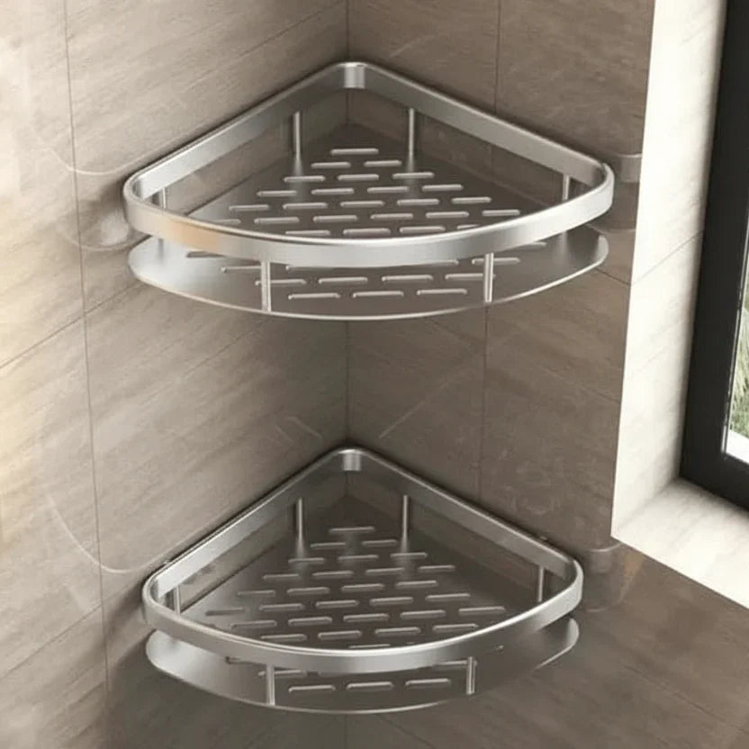 Estante de Baño Autoadhesivo Sin Taladrar ABS Acero Inoxidable Estante de Esquina Ducha Escandinavo Moderno