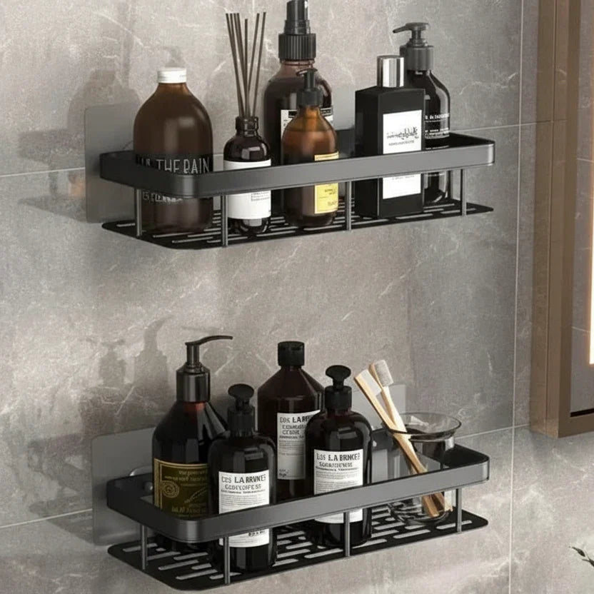 Estante de Baño Autoadhesivo Sin Taladrar ABS Acero Inoxidable Estante de Esquina Ducha Escandinavo Moderno
