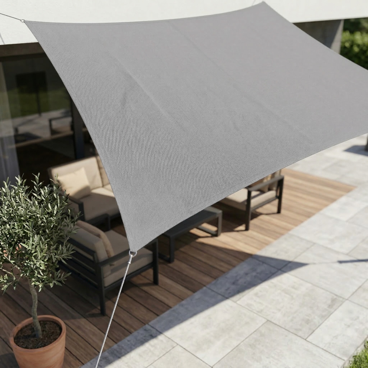 Tela de Sombra Rectangular Impermeable Protección UV Terraza Jardín Balcón