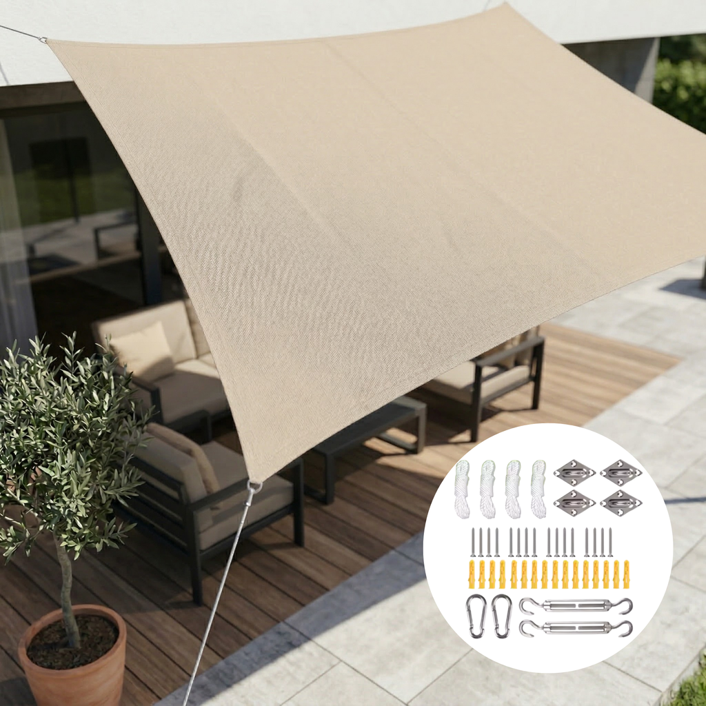 Tela de Sombra Rectangular Impermeable Protección UV Terraza Jardín Balcón
