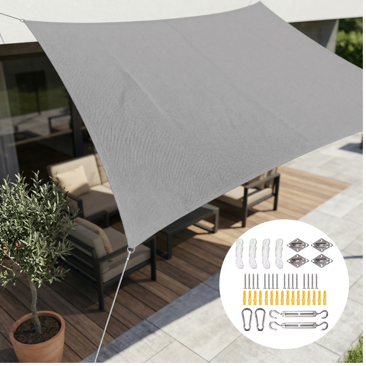 Tela de Sombra Rectangular Impermeable Protección UV Terraza Jardín Balcón