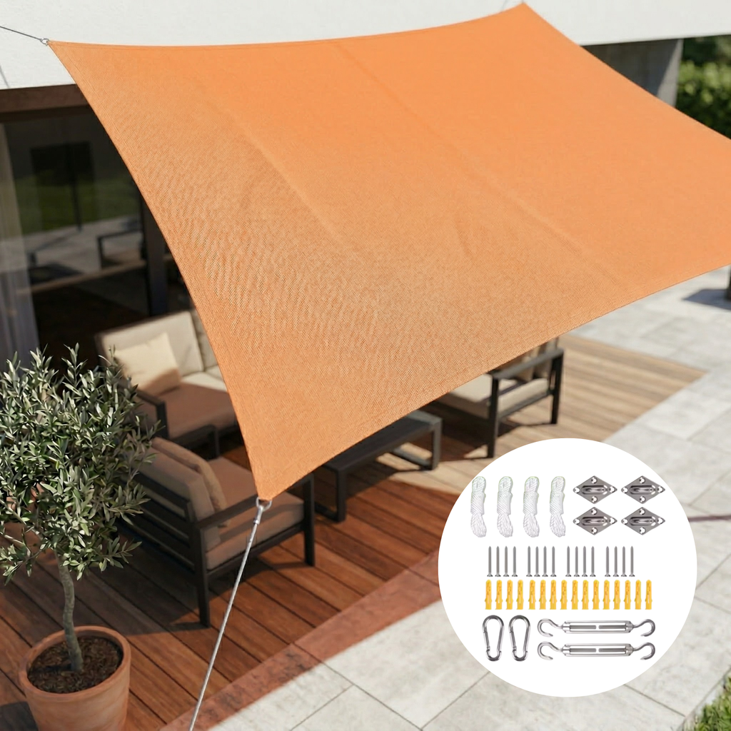 Tela de Sombra Rectangular Impermeable Protección UV Terraza Jardín Balcón