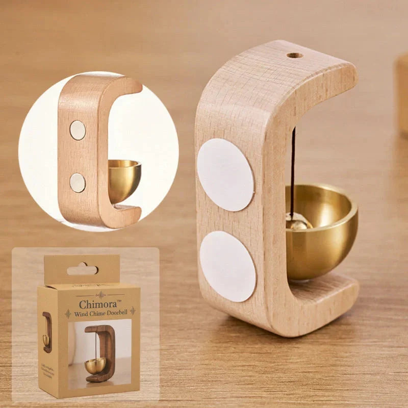 Órgano de Viento Magnético de Madera con Elemento de Cuenco Sonoro Colgante Diseño Escandinavo
