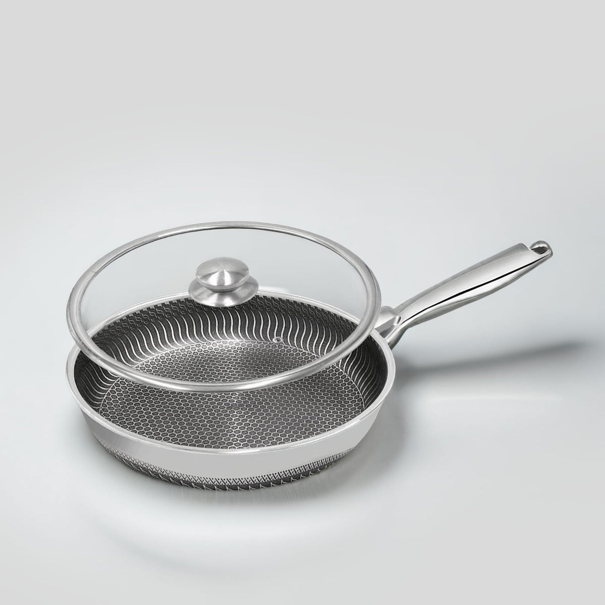 HexClad Sartén de Acero Inoxidable – Sartén Antiadherente de Panal para Inducción y Horno