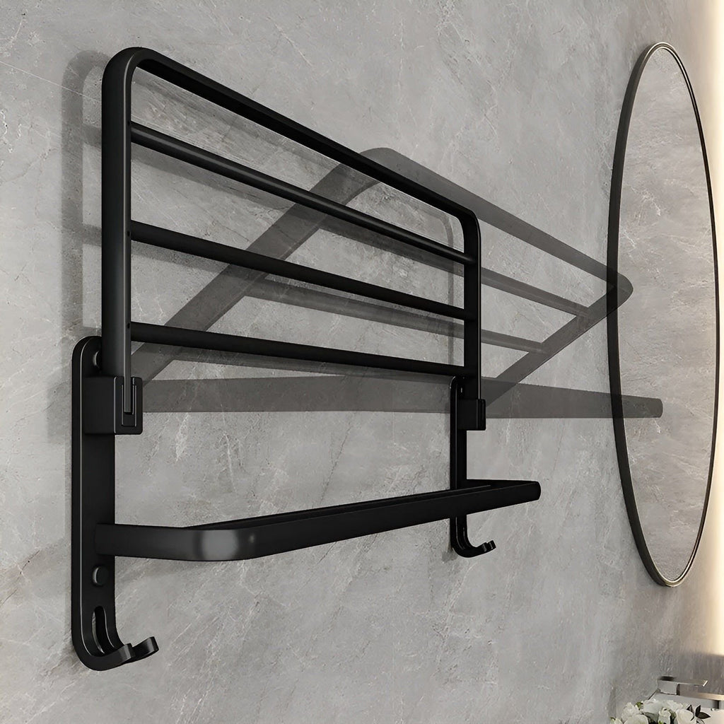 Soporte de toalla plegable con ganchos – Ahorra espacio y versátil | Ideal para baño y cocina