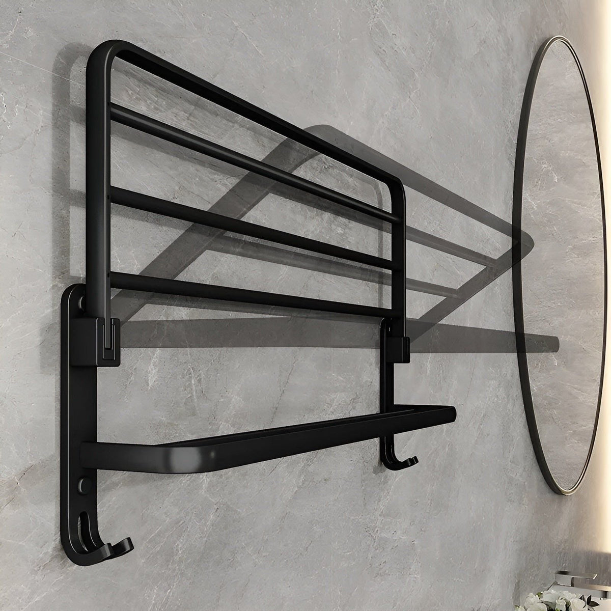 Soporte de toalla plegable con ganchos – Ahorra espacio y versátil | Ideal para baño y cocina