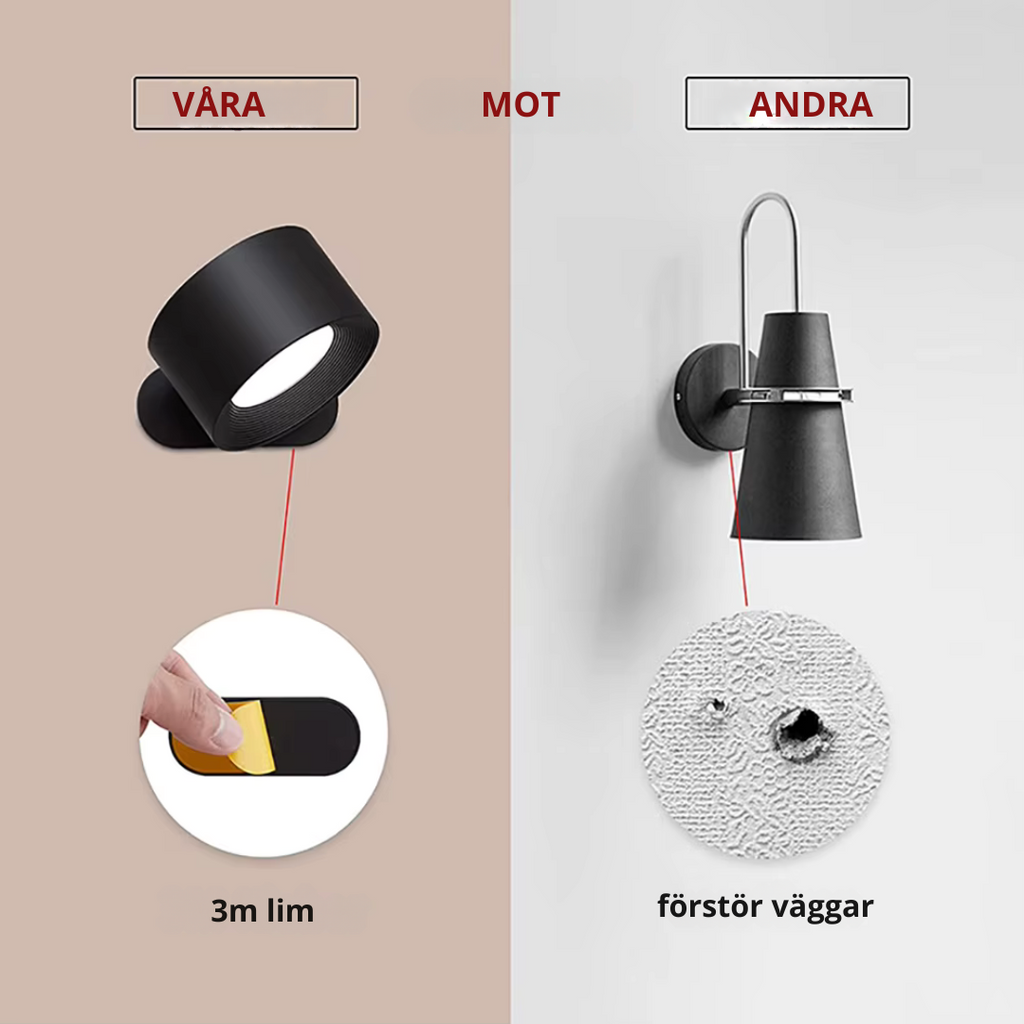 Luz Nórdica – lámpara de pared inalámbrica, recargable y controlada a distancia con diseño escandinavo