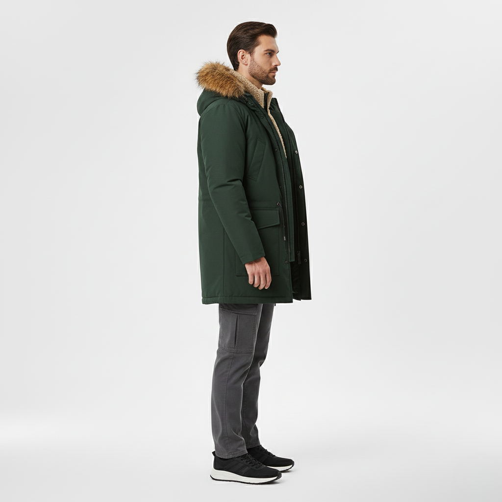 Parka con capucha de piel