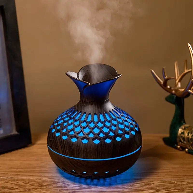Humidificador de Aromaterapia con LED – Difusor con aspecto de madera y luz nocturna