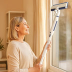 Limpiador de ventanas telescópico 3 en 1 con dispositivo de spray y recipiente integrado
