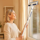 Limpiador de ventanas telescópico 3 en 1 con dispositivo de spray y recipiente integrado