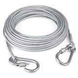 Correa de Perro de Acero 3mm Resistente a la Masticación 3-15m Correa de Jardín para Exterior con Mosquetones