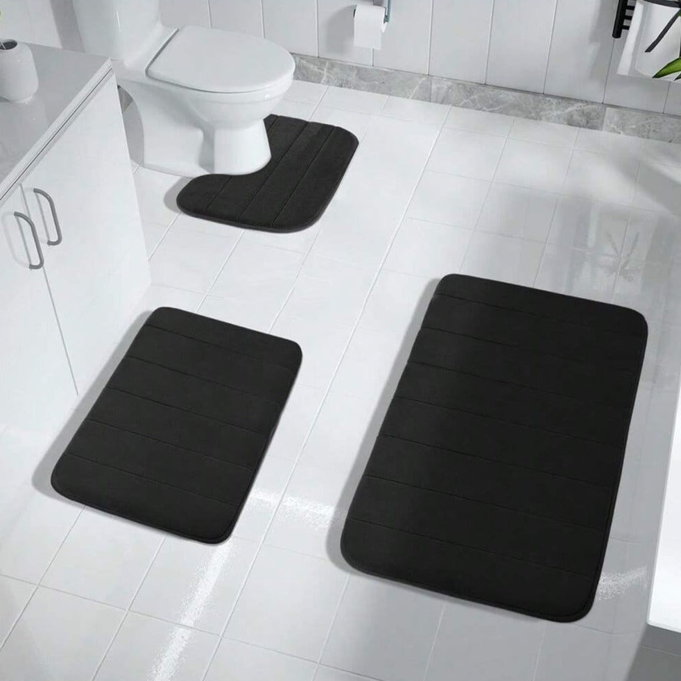 Alfombra de baño antideslizante de espuma viscoelástica - juego de 3 piezas