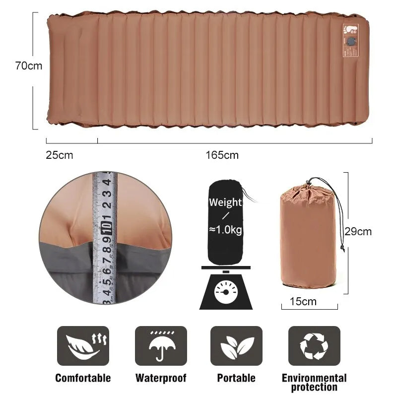 Colchón Inflable con Bomba de Aire Incorporada, 10cm, 3.0-3.2 R-valor, Doble Capa