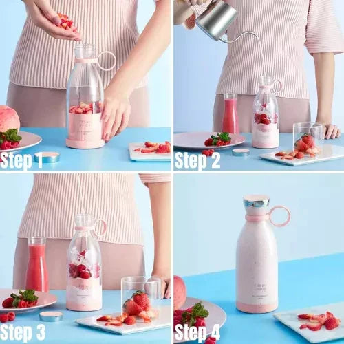 Batidora de Smoothie Compacta y Portátil con Contenedor de Frutas y Tapa para Beber