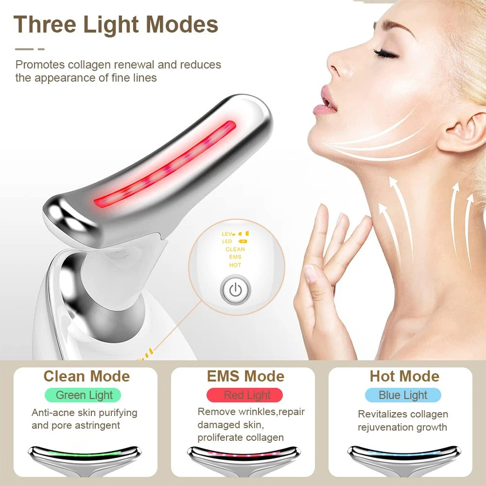 7-en-1 EMS Aparato de Masaje Facial y de Cuello - Unidad de Reafirmación y Lifting