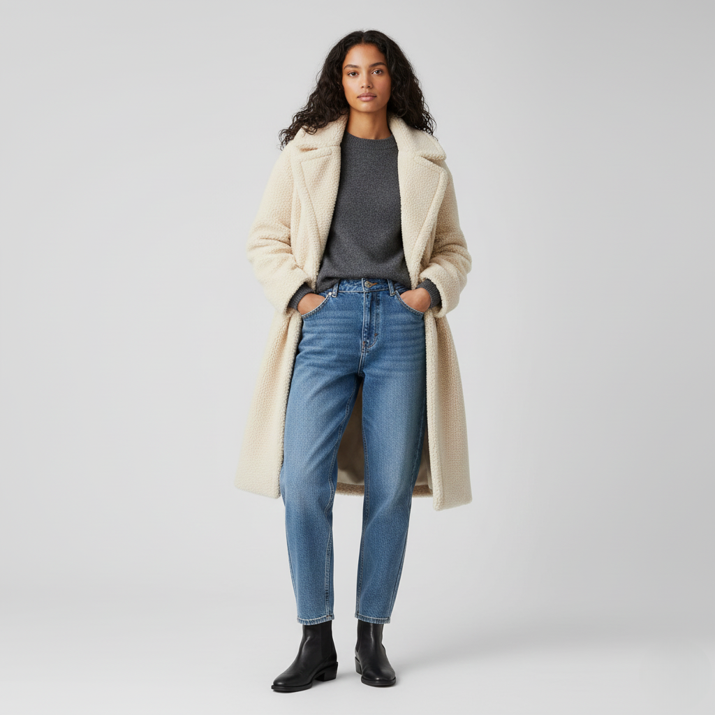 Abrigo largo de peluche