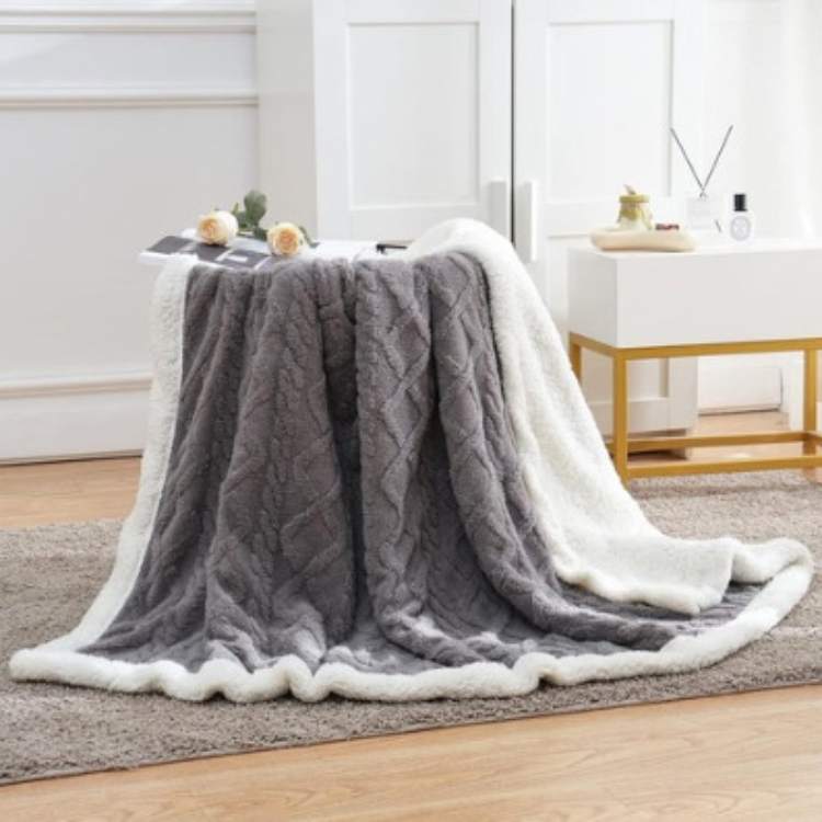 Duvet Sherpa Manta con Peso 150x200cm Gris Doble Cálido Manta de Forro Polar Colcha Manta Pesada Invierno Dormitorio